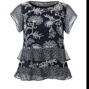 Cabi Floral Print Hybrid Blouse, Size Medium